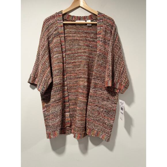 NEW Alfred Dunner Open Cardigan Knit Sweater Cotton Blend Pink Multicolor 1X JL - Picture 1 of 11